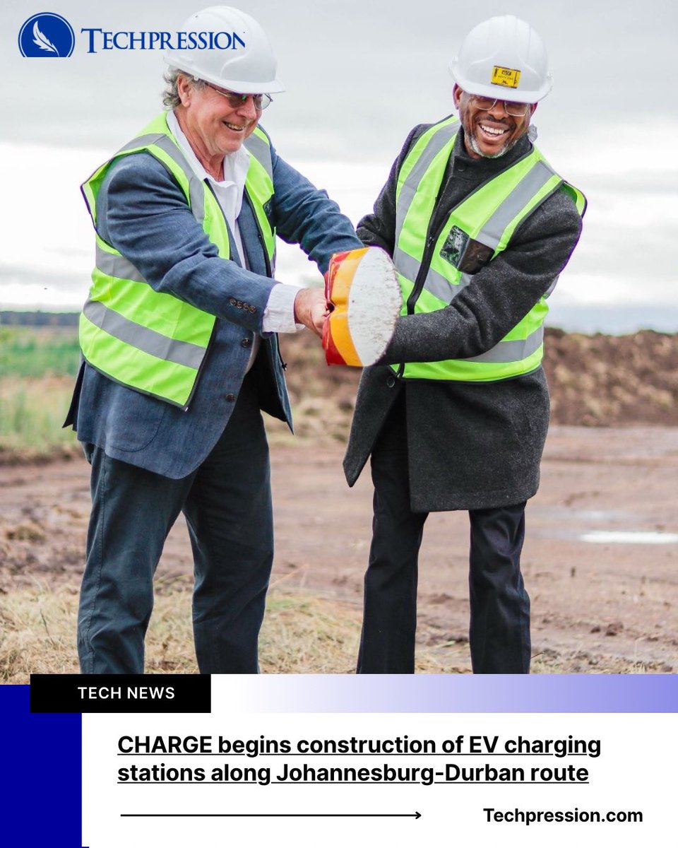 Techpressionews's tweet image. South Africa’s EV future just got a major boost!  

CHARGE has begun constructing EV charging stations along the key Johannesburg–Durban route, paving the way for smoother, greener road trips. 🚗🔋

Will this accelerate electric mobility adoption in SA?

👇 Full story here:  
🔗…