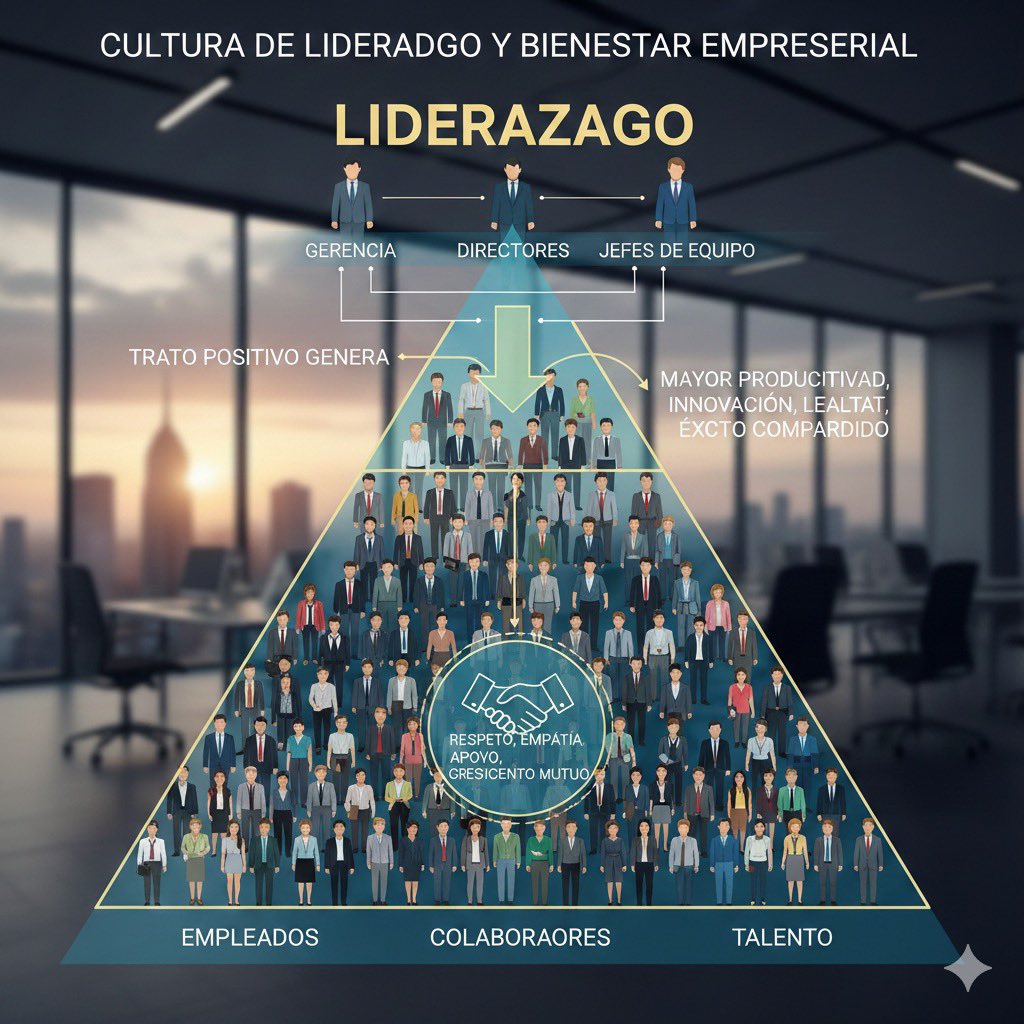 OrgInsight67921's tweet image. El verdadero liderazgo empresarial construye un pilar de éxito donde el trato positivo a los empleados es la base. Desde la gerencia hasta el talento, fomentar el respeto, la empatía y el apoyo mutuo impulsa la productividad, la innovación y la lealtad. #CompOrg25