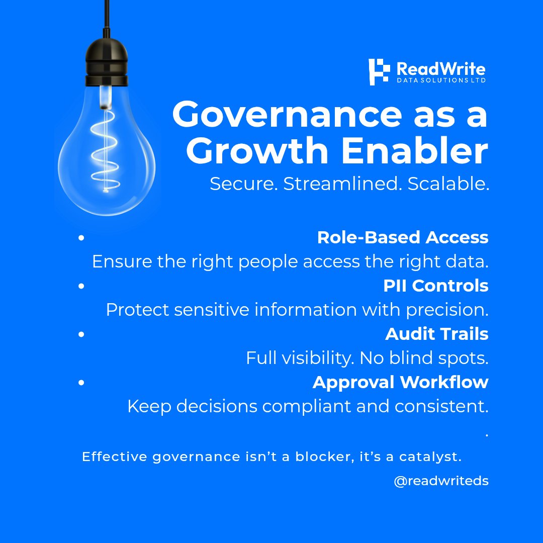 ReadWriteDS's tweet image. Governance isn’t just about control, it’s about enabling smarter, safer, and scalable growth.
At ReadWrite Data Solutions, we help you unlock clarity, compliance, and confidence in every decision.
#DataGovernance #SecureData #ReadWriteDS
