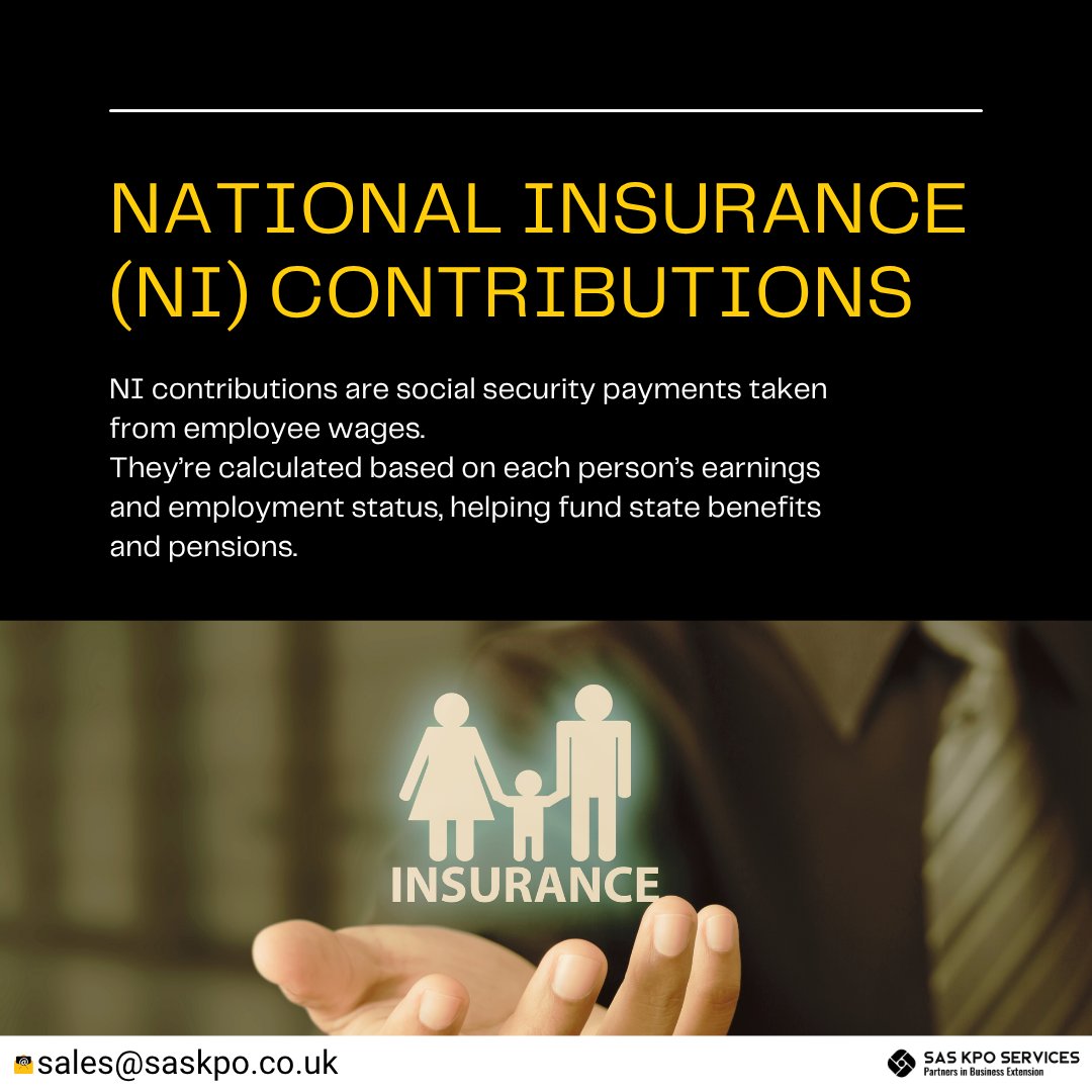 kpo_sas's tweet image. Understanding NI contributions is important for every UK employer and employee.
These payments help support state benefits and pensions, making them a key part of payroll.

#nationalinsurance #outsourcingexperts #sas #ukaccounting #hmrc