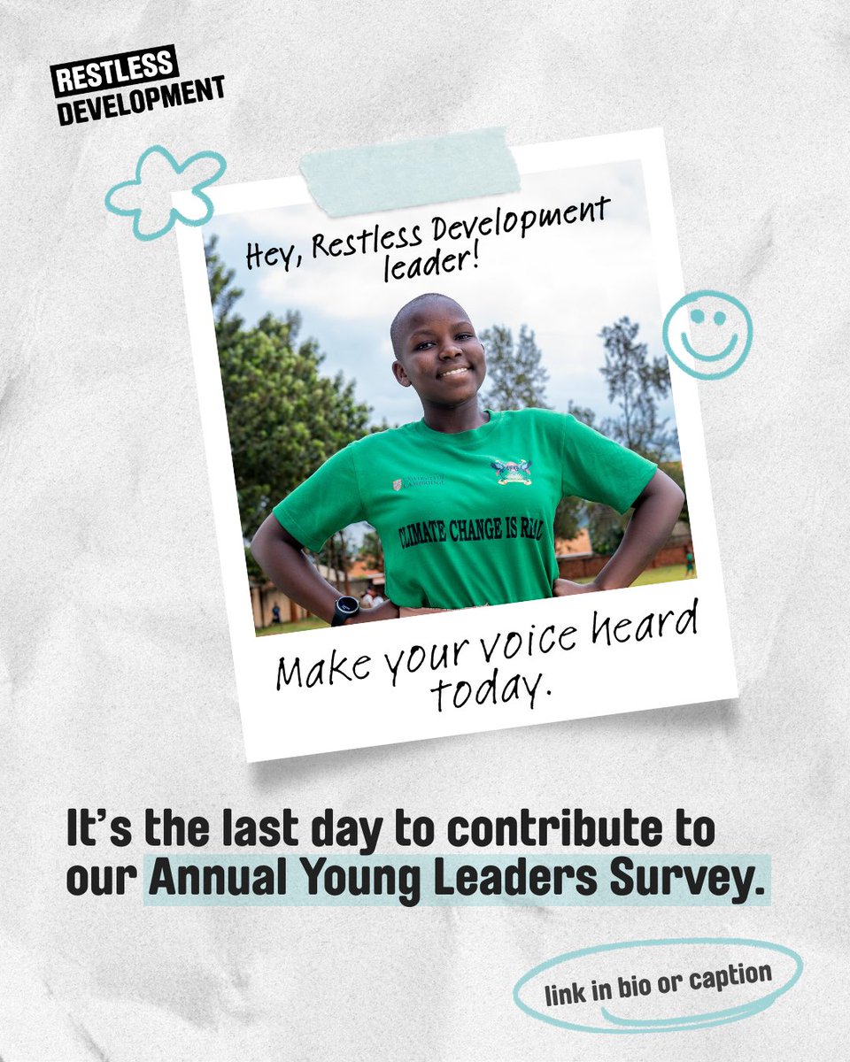 RestlessDev's tweet image. ✨Last Call for the Annual Young Leaders Survey!

💬✍️ The survey closes today,  November 20th, 2025

🔗 docs.google.com/forms/d/e/1FAI…

#YouthLeadership #RestlessDevelopment #YouthPower