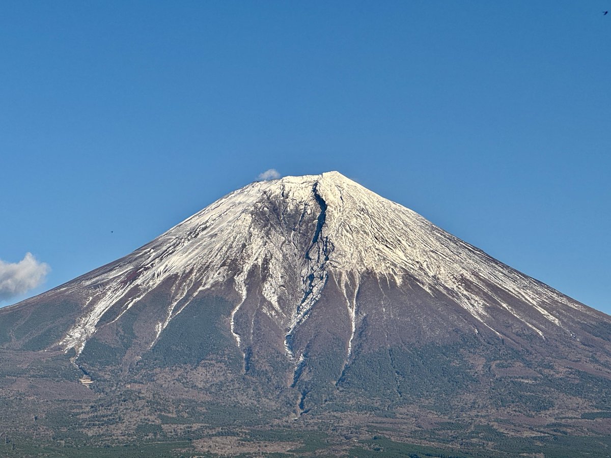 mushphoto's tweet image. 今日の富士山。朝よりは少し解けたようですが、しっかり冠雪していますね。
ぱっつん冠雪ではないですね。←わかる人います？

さて、これはどこから撮った富士山でしょう？