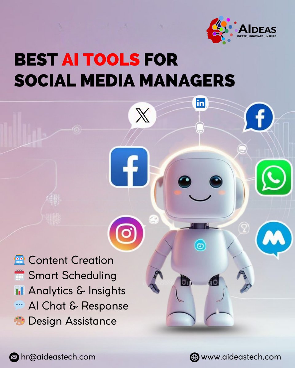 AIdeastech's tweet image. At AIdeas Tech, we believe in powering brands with smart, efficient, and scalable social media workflows.

#AIdeasTech #SocialMediaAI #AIMarketing #SmartScheduling #ContentAutomation #DigitalMarketing #SocialMediaTools #AIforSMManagers #MarketingTech #BrandGrowth