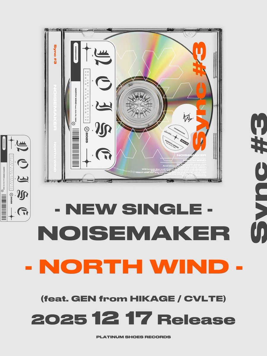 cvltecult's tweet photo. @__NOISEMAKER NEW SINGLE_____
NORTH WIND (feat. GEN from HIKAGE, CVLTE)

2025.12.17 先行ﾃﾞｼﾞﾀﾙ配信ﾘﾘｰｽ

@avicvlte客演参加🌬️🌬️🌬️
北国で生まれた人間が集まり、北国で生まれた誇りを持って���に歌っています。
お楽しみに🥶 https://t.co/zZUmC3bmKF