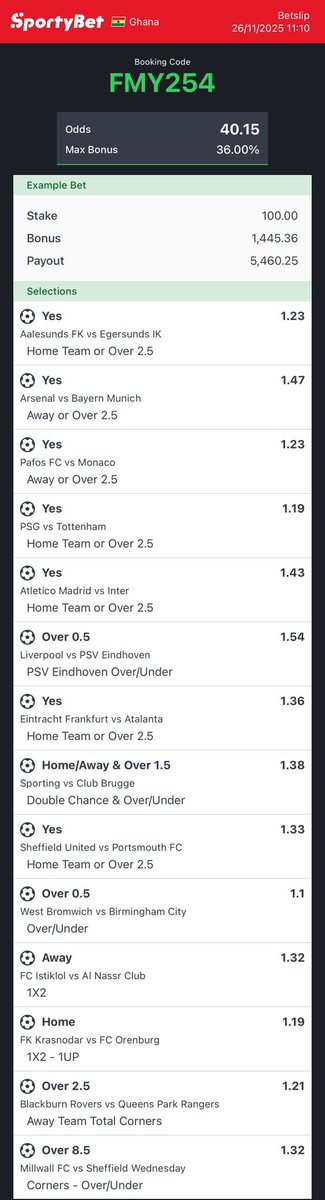 congratsodds's tweet image. 40 Odds 

SportyBet Code: FMY254