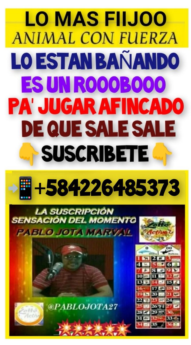 PabloJota27's tweet image. ((( #ANIMALITOS ))) Con ToooDooo Vamos Hoy Para Seguir Ganando Con La Verdadera Información Del Dueño Del Zoológico Y Si Te Suscribes Hoy Juegas Por 12 Días Hasta El Domingo 07 &quot;VENTE VIEJA&quot; Que El ANIMALITO MÁS FIIJOO #LOESTANBAÑANDO Me Gusta De RooBoo Y #DEQUESALESLE 👇👇👇