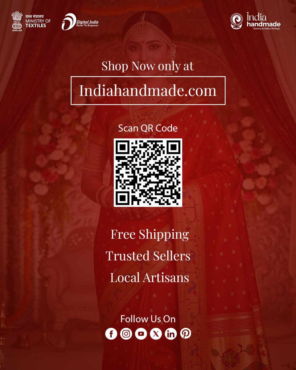 Indiahandmade_'s tweet image. विवाह ✨

Crafted by hands, chosen by hearts. ❤️ The bridal red that rules all, blending heritage with unmatched elegance.

A weave that celebrates tradition in every shade of passion.
Buy Now: Indiahandmade.com 

#Handloom #myhandicraftmypride #nationalhandicraftsweek