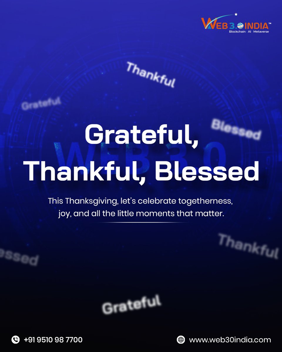 web30_india's tweet photo. Grateful for your trust, partnership, and support. π§‘
Hereβs to progress, innovation, and bigger wins ahead.
Happy Thanksgiving from Web 3.0 India.
#Thanksgiving #Gratitude #Web3 #Web30India https://t.co/oXy7hYHsr2