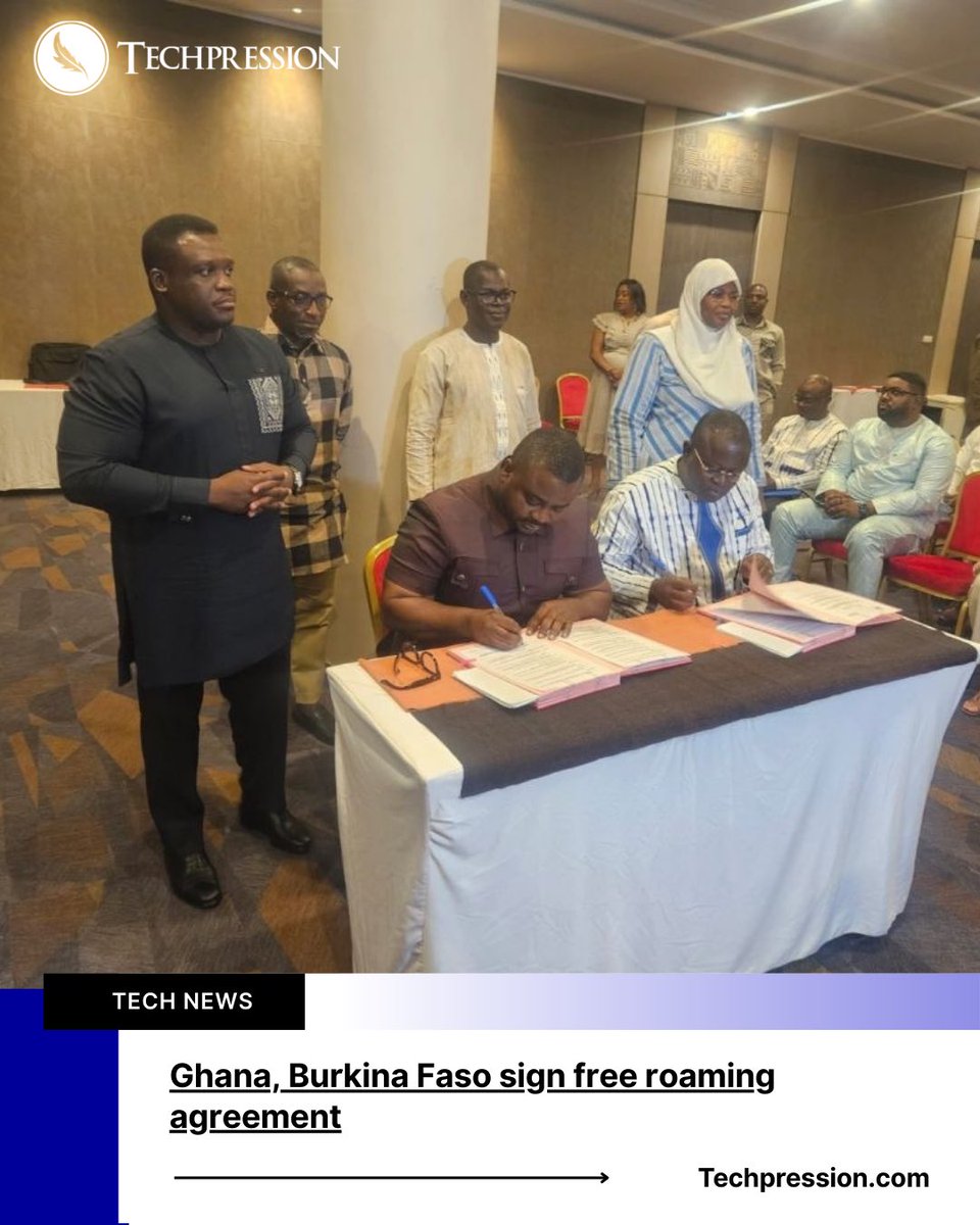 Techpressionews's tweet image. No more roaming charges!

@NCAGhana and Burkina Faso have signed a free roaming agreement, allowing mobile users to call, text, and browse across borders without extra fees. A big step toward regional digital integration! 🌍🤝

👇 Read the full story:  
🔗 techpression.com/ghana-burkina-……