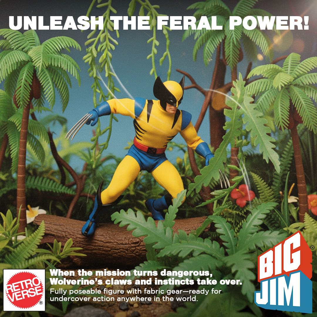 retroverseai's tweet image. Mattel’s BIG JIM Wolverine®! (1980-82)

#marvelcomics #mattel #bigjim #vintagetoys #wolverine #actionfigures #nanobananapro