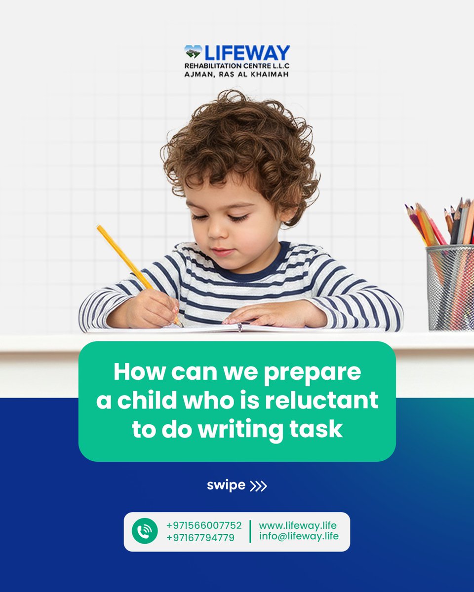 LifewayAjman's tweet image. We have listed out some easy hacks to prepare your child who is reluctant to do tasks that involve writing (Part 1)

#parentingtips #childdevelopment #motorskillsdevelopment #writingskills #parentinghacks #earlylearning #occupationaltherapy #lifewayrehabuae