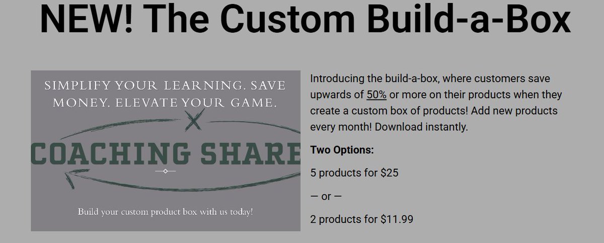 CoachCroyle's tweet image. Make sure you check out the custom build a box from @coachingshare...🔥

Quite a few different:
✅Templates
✅Editable Manuals
✅Editable Docs
✅Concept Videos

Link attached below:👇