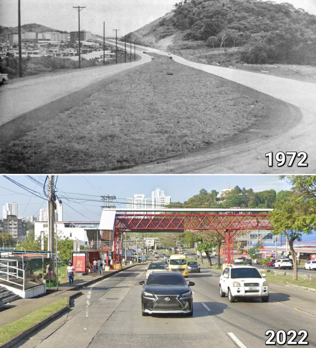 PaViejaEscuela's tweet image. La Tumba Muerto (a la altura de Villa Cáceres) con una diferencia de medio siglo.