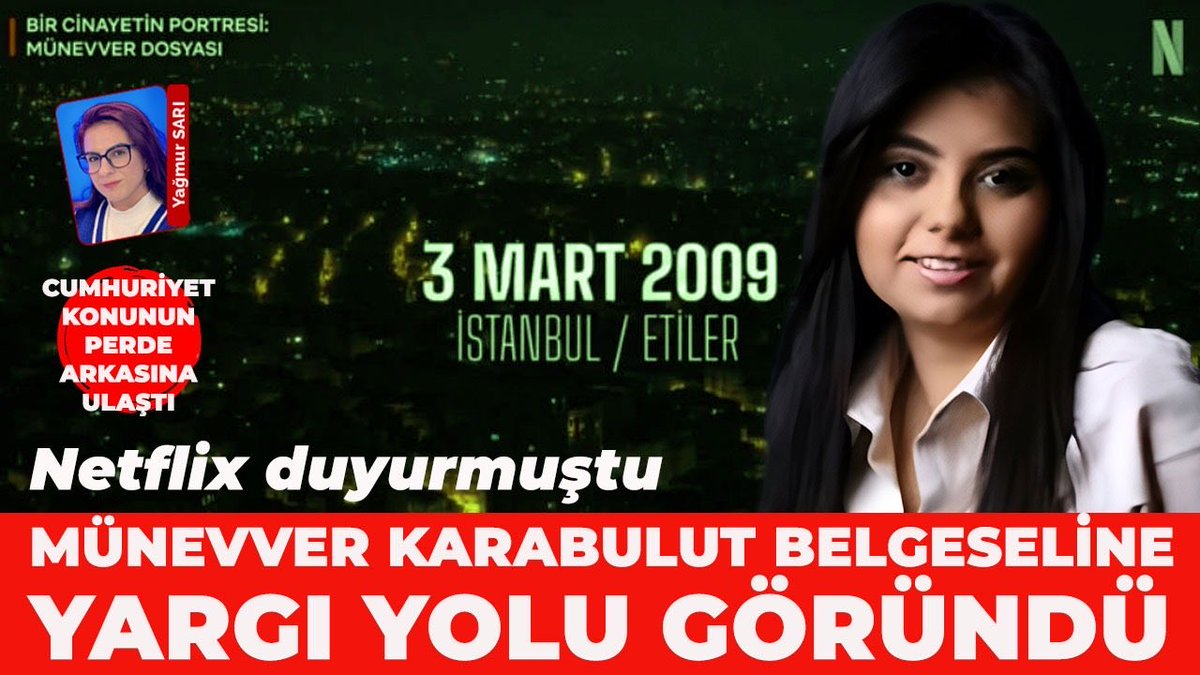 Netflix ,Türkiye’deki ilk ‘True Crime’ belgeselini duyurdu

Münevver Karabulut cinayetini işleyen belgesele aile şiddetle karşı çıkarak yaşadıkları acının “ticari bir hal” aldığını belirtti…

Devamı ⬇️

cumhuriyet.com.tr/turkiye/netfli…
