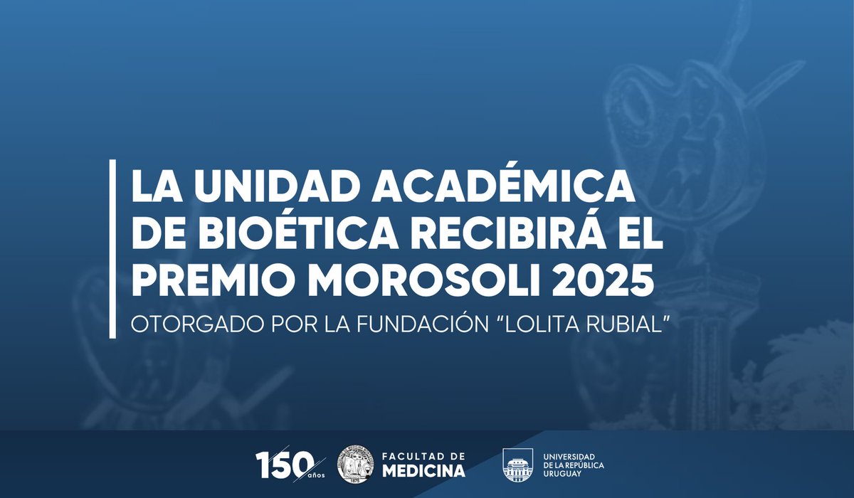 fmedoficial's tweet photo. La Unidad Académica de Bioética recibirá un Premio Morosoli 2025, destacando su rol en la consolidación de la bioética en la formación médica desde 2006.

Un reconocimiento a su trayectoria y compromiso 👏 https://t.co/tO41o9qNh6