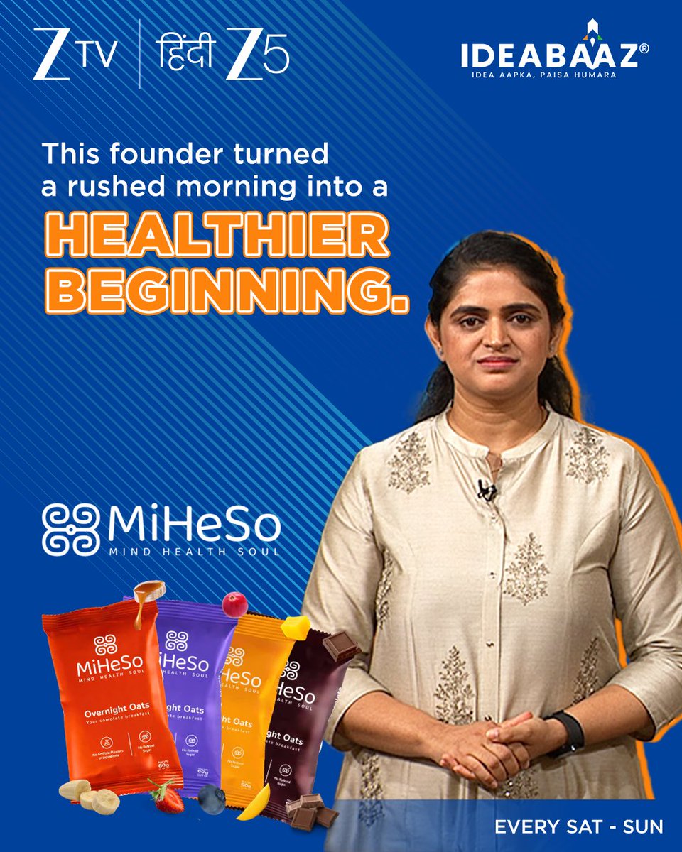 _Ideabaaz_'s tweet image. For most moms, mornings are chaos. For her, they became a reason to innovate. Driven by love and a need for healthier choices, she created a breakfast that’s clean, honest, and genuinely good.

Watch this mompreneur’s story on #Ideabaaz | Sat | 6:30PM &amp;amp; 11PM | ZeeTV &amp;amp; ZEE5.…