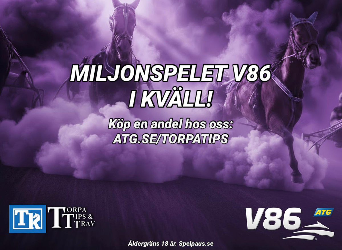 𝐒𝐀𝐍𝐒𝐋𝐎̈𝐒 𝐓𝐈𝐏𝐒𝐅𝐎𝐑𝐌 𝐈 𝐋𝐀𝐆𝐄𝐓 - 𝐕𝐈 𝐆𝐀̊𝐑 𝐅𝐎̈𝐑 𝐄𝐋𝐅𝐓𝐄 𝐑𝐀𝐊𝐀 𝐈 𝐊𝐕𝐀̈𝐋𝐋 🍀💰

Levererar vi återigen på #V86 i kväll? 🔥

⏰ 𝐒𝐩𝐞𝐥𝐬𝐭𝐨𝐩𝐩 𝐟𝐨̈𝐫 𝐕𝟖𝟔: 𝟐𝟎.𝟑𝟎 

👉🏻 Här finns alla våra spel till omgången: atg.se/torpatips/V86_… 👈🏻