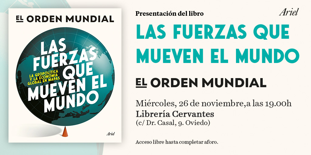 🎙️ Presentación de 'Las fuerzas que mueven el mundo', de @elordenmundial en la librería <a href="/CervantesLib/">Librería Cervantes</a> de Oviedo. El encuentro será hoy a las 19.00 h. El libro ofrece un análisis visual que condensa las claves geopolíticas más recientes⬇️⬇️ planetadelibros.com/libro-las-fuer…