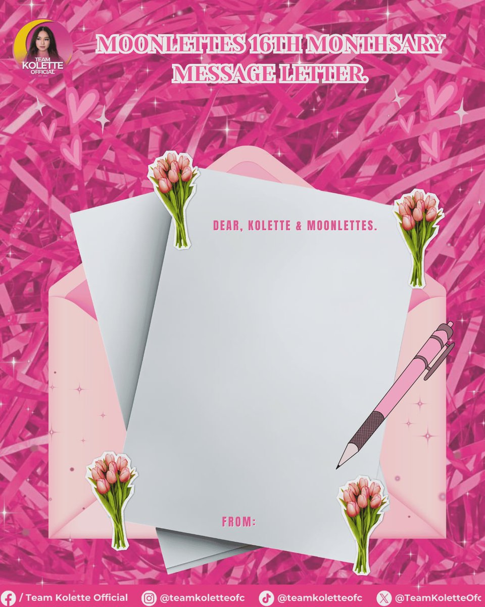 TeamKoletteOfc's tweet image. Hello MoonLettes! 

As we celebrate MoonLettes Day, we want to invite everyone to share something truly special.

Write a heartfelt letter for Kolette and for your fellow MoonLettes! 

Let this be a moment to show your love, appreciation, and support for the fanmily we’ve built…