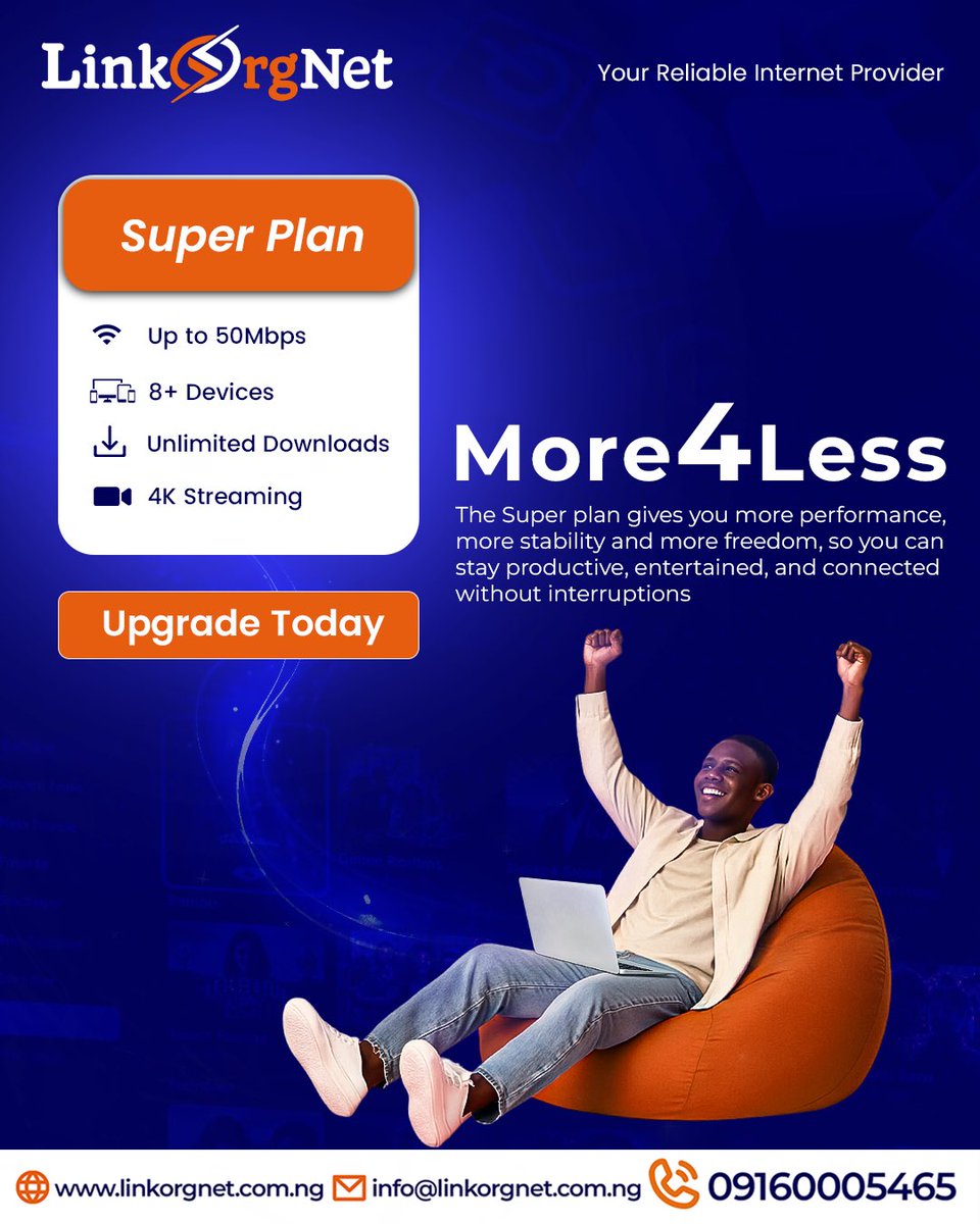 linkorgnet's tweet image. More value, less cost.

Experience power, performance, and reliability with our Super Plan — engineered to deliver the perfect balance of speed and value.

#linkogrnet #superplan #morevalue #lesscost #reliableinternet