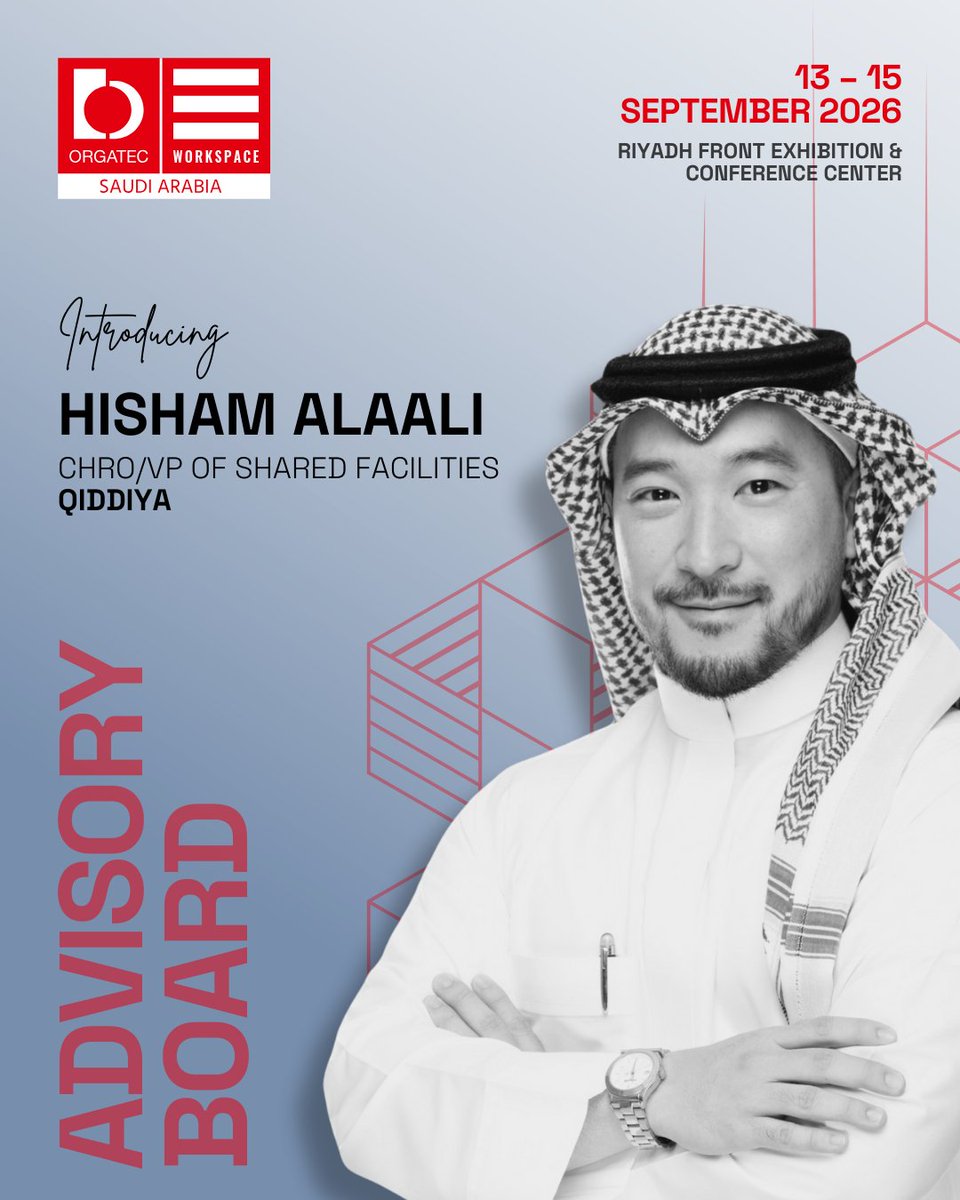 OrgatecSaudi's tweet image. Welcoming Hisham AlAali, VP – HR &amp;amp; Administration at Six Flags &amp;amp; Aquarabia Qiddiya City, to the 2026 Advisory Board. A Saudi-American leader with 15+ years in HR, procurement &amp;amp; operations across tech, government &amp;amp; logistics.
#ORGATECWorkspaceSaudi