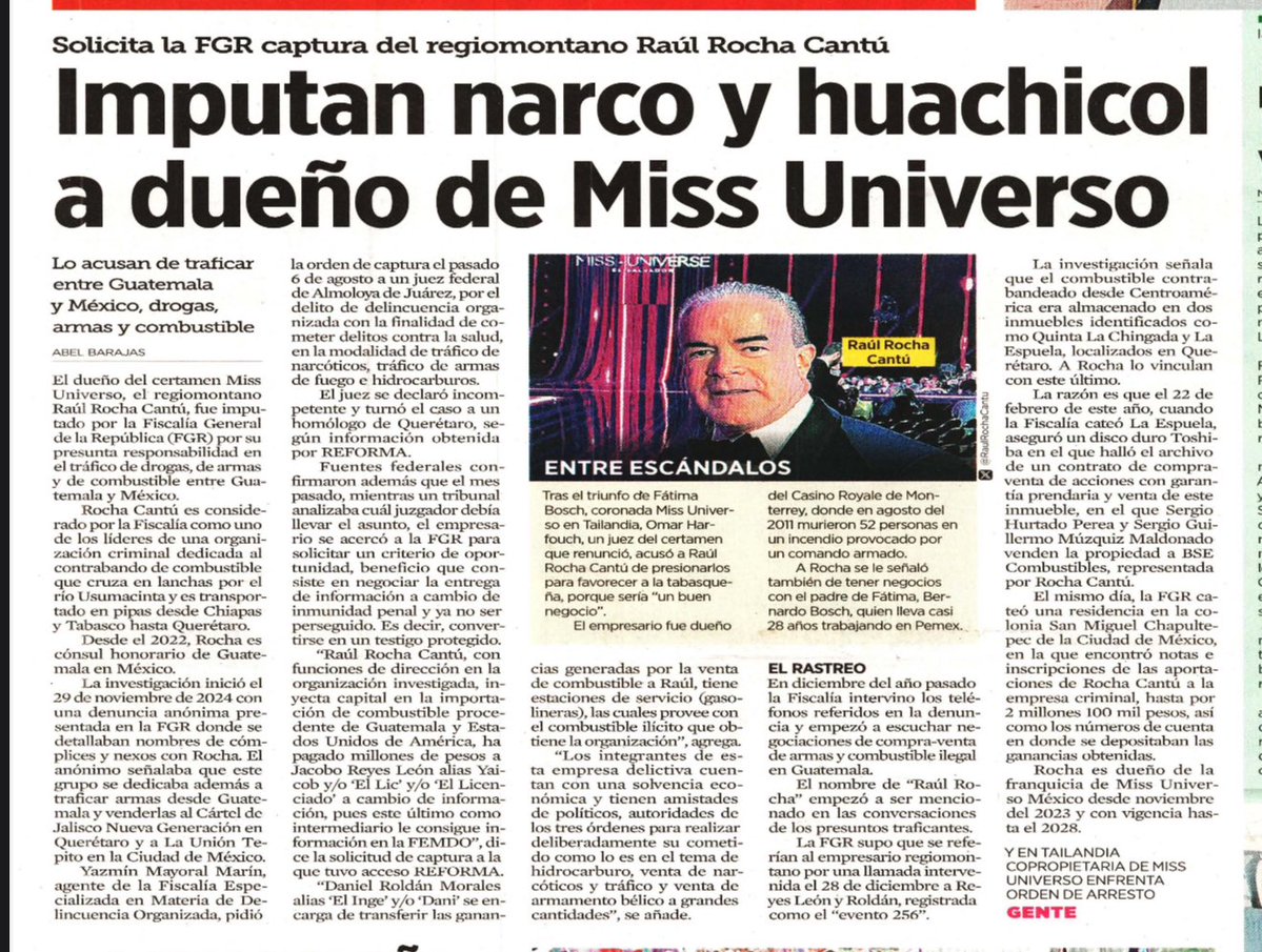 MarioMal's tweet image. Raúl Rocha Cantú, dueño del Casino Royal que se quemó en Monterrey, y donde murieron 52 personas, actual propietario del 50% de la franquicia de Miss Universo (con todas las sospechas y escándalos de la corona otorgada a Fátima Bosch) y presunto líder traficante de armas y…
