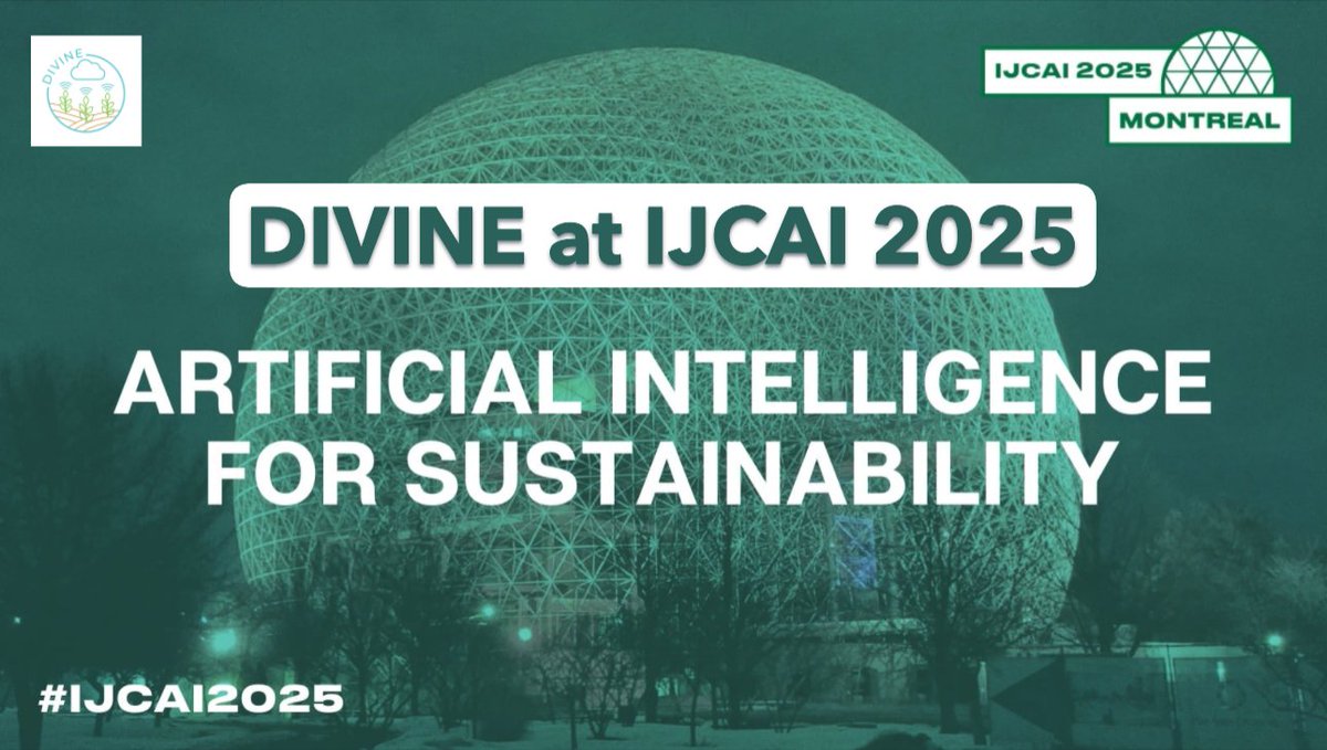divine_hrzn_eu's tweet image. Earlier this year DIVINE was presented in an invited talk by @IRoussaki (@IccsNtua) during the AI for Sustainability workshop at #IJCAI2025 in Montreal.

The talk covered:
🌱Pilot success stories
🤖Project #AI applications
📊Agricultural #datasharing insights
🌐Key #CEADS aspects