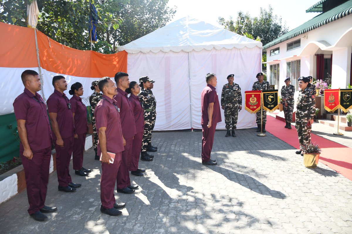SSB_INDIA's tweet photo. Later on 26.11.2025,
Dr. Anupama Nilekar Chandra, IPS, #SDGSSB, visited the Indo–Bhutan Border (#IBB) Gate under #BOP Bhairabkunda of 23 Bn and the 23 Bn HQ Lalpool, Assam.

She reviewed the functioning of the border gate along the Indo–Bhutan Border and issued operational directives.

She also interacted with field commanders, BIT personnel of #SSB, Bhutanese counterparts as well as local authorities, exchanged greetings and pleasantries with officers of the Royal Bhutan Police and local authorities.

#NationFirst
#BorderSecurity
#IndoBhutanBorder

@HMOIndia
@PIBHomeAffairs
@23BnSSB1
@PTI_News