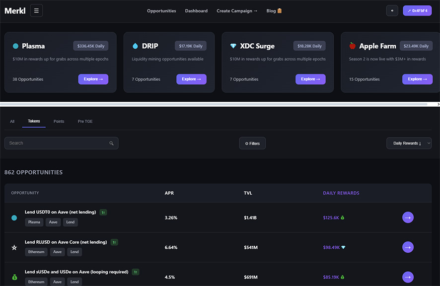 lemooljiang's tweet image. 前端开发神器v0.app--专业且免费!
v0复刻的Merkl界面，神似啊！
邀请码注册， v0.app/ref/QDT6L0
#Frontend #v0 #ai #aiagent
