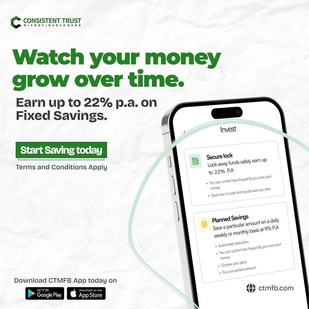 ctmfbhq's tweet photo. Grow your money with ease.
Earn up to 22% p.a. on Fixed Savings.
Start saving today.
Terms and conditions apply.
#banking #fixedsavings #bankapp #ctmfb https://t.co/YQcSc00xBj