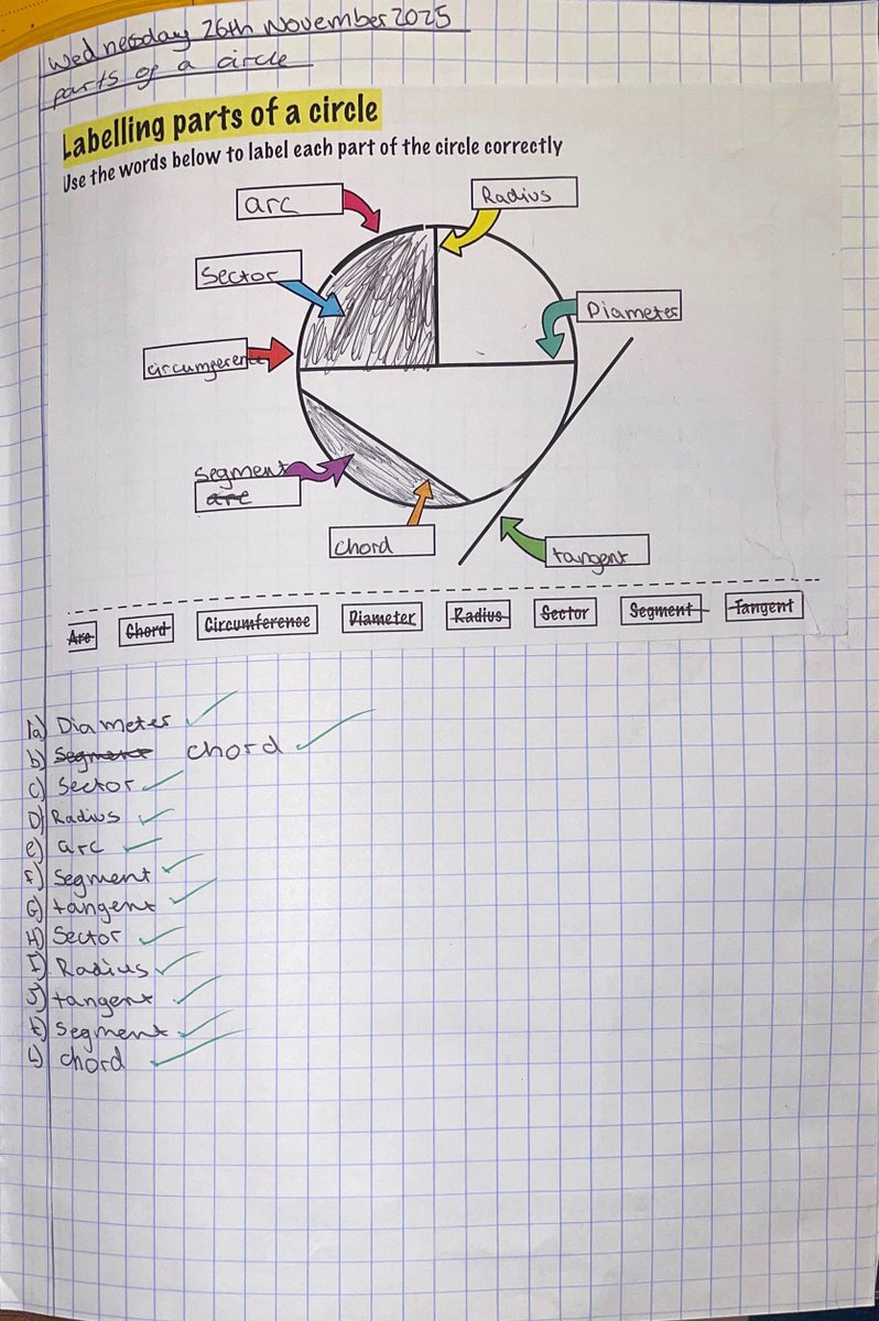 AlcesterMaths's tweet image. After introducing parts of a circle and some low-stakes quizzing, Year 10 got hands-on today, measuring circumference with string and diameter with a ruler. The final step? Dividing the two and discovering… π! 📏🧵Hands-on measurements, critical thinking and a clear conclusion✅