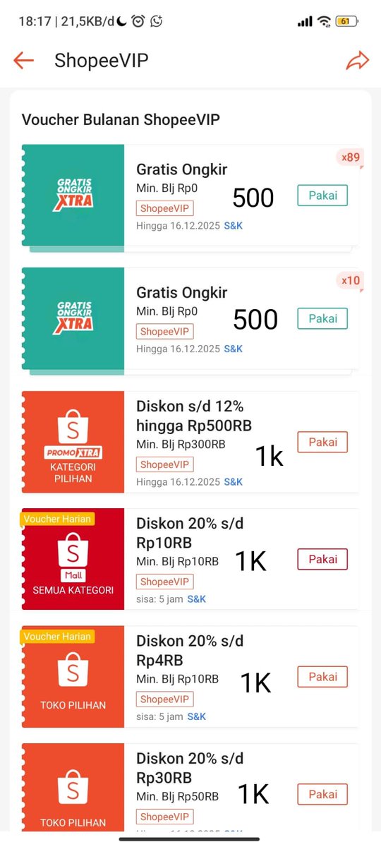 remahaan's tweet photo. wts voucher shopee gratis ongkir/Shopee VIP

🌼 500p/voucher
🌼1 voucher gratongkir bisa utk 3 toko berbeda
🌼 Boleh ijin cek dulu
🌼 Privasi datadiri dan barang aman
🌼 Update resi setelah dikirim
🌼 QRIS all ewallet
❌ COD
https://t.co/4E5n9TT7hy

#zonauang #zonaba #zonajajan https://t.co/UYZGQJgkI4