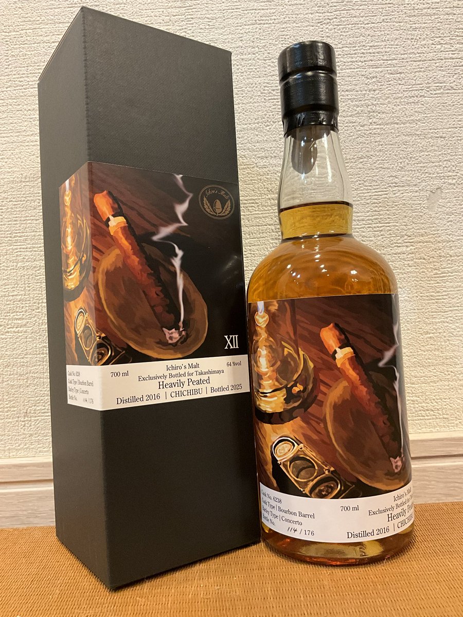 イチローズモルト 高島屋限定のヘビリーピーテッド 箱とボトルに114