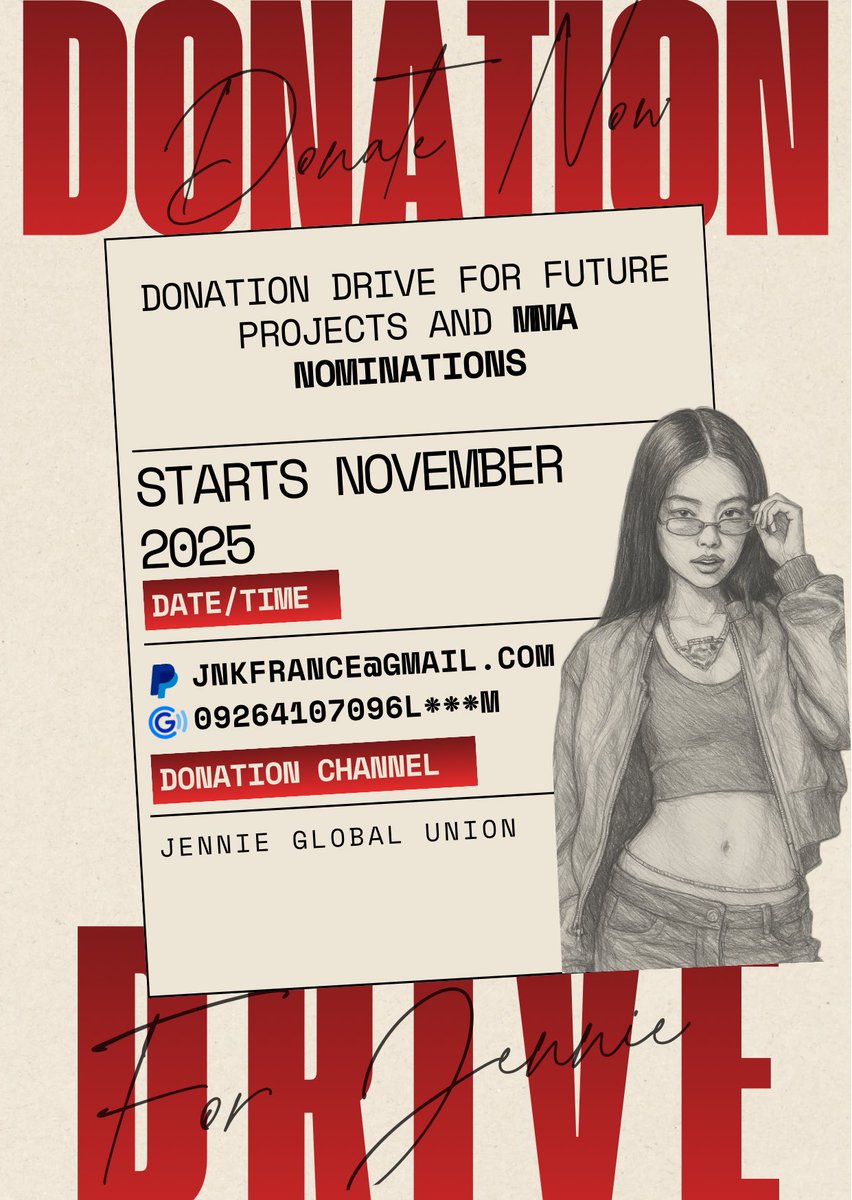 Jennie_Union's tweet image. 📢 DONATION DRIVE FOR FUTURE PROJECTS AND MMA NOMINATIONS

We will be focusing on MMA voting for now but you can indicate if you wish for  your donation to go towards  future song releases or  year-end award shows. 

Start: November 2025

DONATION CHANNELS:
Paypal:…