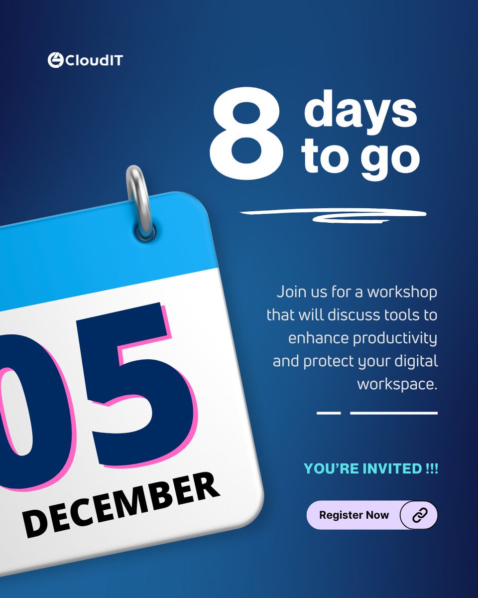 CloudITAfrica's tweet image. 8 Days Left!

Join us for an exclusive workshop where we’ll explore #MicrosoftCopilot and #DefenderForOffice tools designed to boost productivity and secure your digital workspace.

📅 Date: Friday, 5th, December, 2025
🕒 Time: 8:00 AM – 1:00 PM (EAT)
📍 Location: PrideInn Azure…