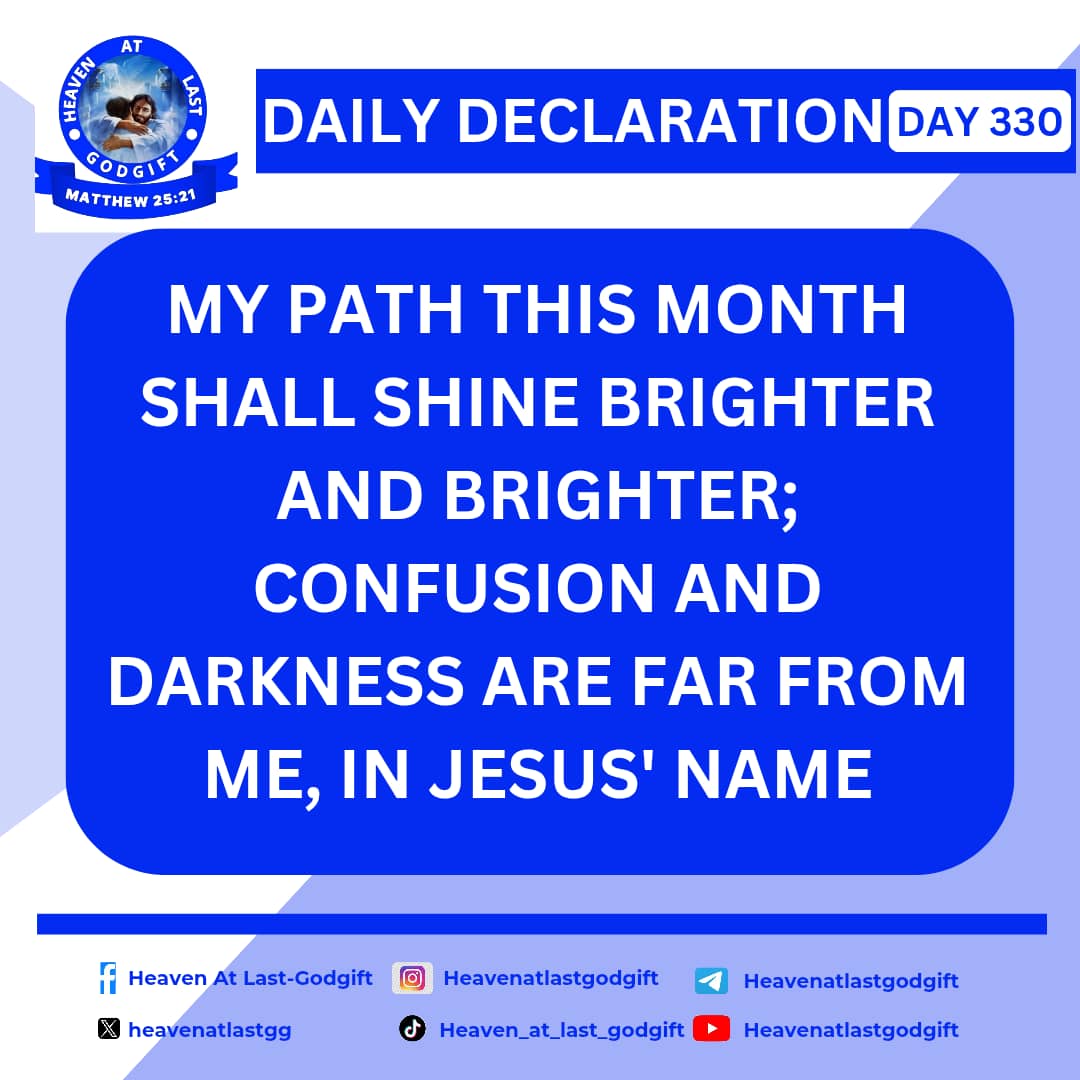 heavenatlastgg's tweet image. DAILY DECLARATION:

#declarationprayer #dailydeclarationpicture #declaration #declarationprayer #confession #timeforprayer #prayertime #november #day330 #viralpost2025シ #viralpost2025 #dailyprayers #dailyprayer #prayer #pray #HeavenAtLastGodgift