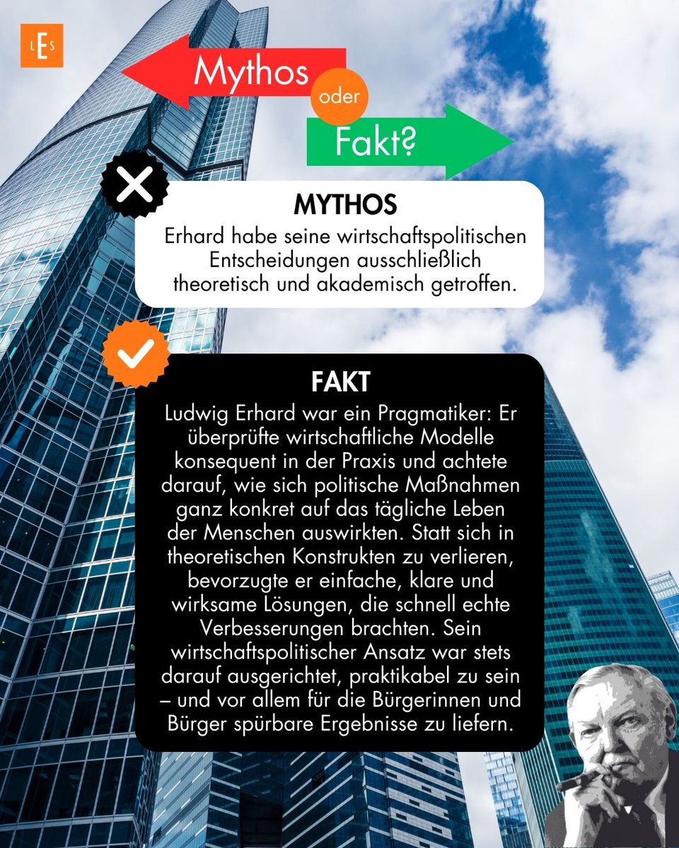 Mythos: Erhard traf wirtschaftspolitische Entscheidungen nur theoretisch.

Fakt: Er war Pragmatiker – er prüfte Modelle in der Praxis und setzte auf einfache, wirksame Lösungen für den Alltag der Menschen.

#LudwigErhard #MythosVsFakt #Wirtschaft #LES