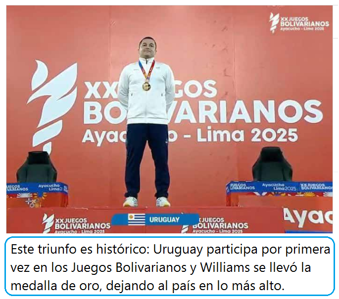 🇺🇾ARACHAN EN PRIMER PUESTO
El deportista arachán Williams Freire obtuvo el 🥇primer puesto en E-Sport en los Juegos Bolivarianos de Ayacucho, Lima, Perú.
Los E-Sports son competiciones profesionales de videojuegos que exigen estrategia, reflejos y coordinación.
✍️cerrolargoaldia