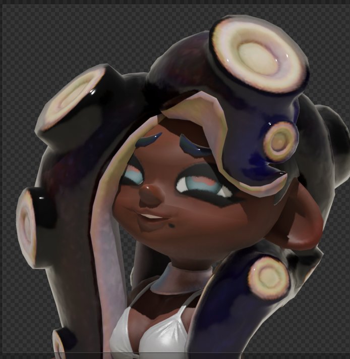 TD11456's tweet image. [!UPDATE!]

That idea may finally become a reality soon,,,👀💚🖤✨️

(Thinking about changing Marina&apos;s outfit to her Order uniform/pose to match the ref but.. idk yet..👀✨️)

#Splatoon3 #Blender3D