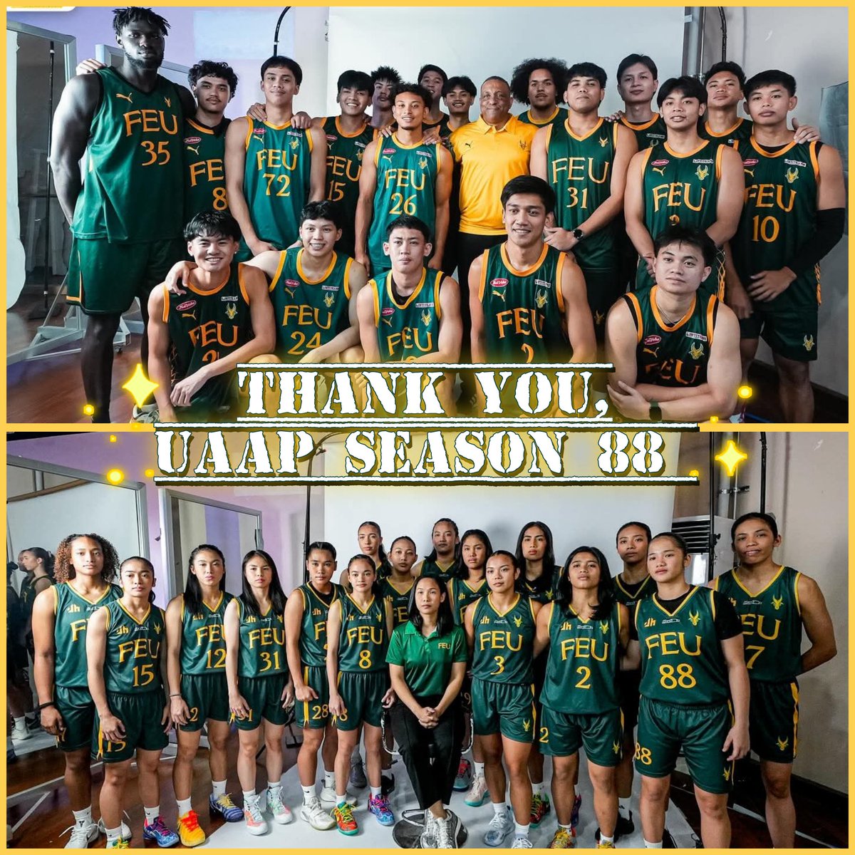 chamFEUnTams's tweet photo. Maraming Salamat FEU COLLEGIATE (MEN'S &amp; WOMEN'S) BASKETBALL TEAMS!🫡🔰

Ending the #UAAPSeason88 both at #5 (just a game behind a Final 4 spot) and winning more games after finishing 6th (M) &amp; 7th (W) last season, is a testament of the program's growth.

Charging Next!
#BeBrave https://t.co/fHwg0di1jN