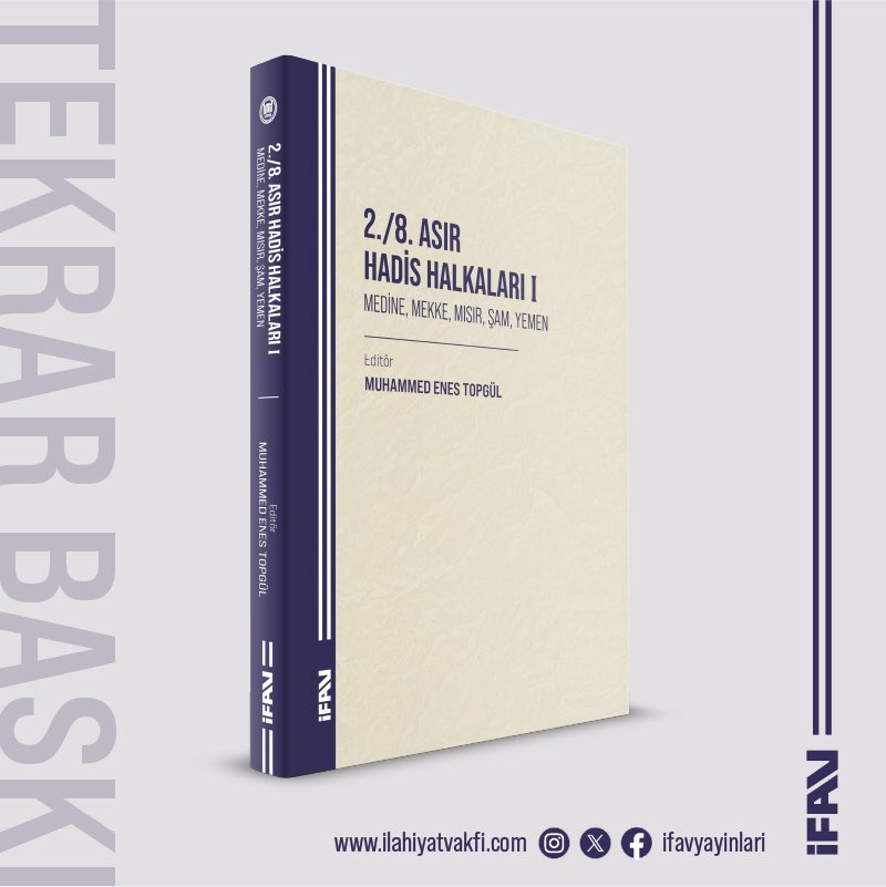 ifavyayinlari's tweet photo. 📚 2./8. Asır Hadis Halkaları I
Medine, Mekke, Mısır, Şam, Yemen

✍🏻Editör: Muhammed Enes Topgül 

Türkiye’de hadis alanında yürütülen ilk dijital beşerî bilimler girişimi olan “2./8. Asır Hadis Halkalarının İnşası” başlıklı TÜBİTAK 1001 projesi kapsamında hazırlanan 2./8. Asır Hadis Halkaları I adlı bu çalışma, hadis ilminin teşekkül devresi kabul edilen 2./8. asra odaklanmakta ve temel hadis meselelerine yeni, veri temelli bir perspektifle yaklaşmayı teklif etmektedir.
“2./8. asırda hangi şehirde kaç râvi bulunuyordu? Hadis faaliyetlerini sürdüren temel isimler kimlerdi? Bu isimler nasıl bir ilmî ilişki ağı içinde yer alıyordu? Aynı şehirde veya farklı bölgelerde faaliyet gösteren muhaddisler arasında ne tür ayrışmalar ve süreklilikler vardı?” gibi sorulara cevap arayan kapsamlı bir araştırma projesinin ilk ürünü olan bu çok yazarlı kitap Medine, Mekke, Mısır, Şam ve Yemen şehir ve bölgelerindeki önde gelen
muhaddisleri ve aralarındaki irtibatları ayrıntılı olarak ortaya koymayı amaçlamaktadır.

Klasik biyografi kaynaklarını dijital yöntemlerin imkânlarıyla yeniden okumayı öneren bu eser erken dönem hadis tarihi araştırmalarına metodik bir katkı sunmakta ve yeni araştırma sahalarına kapı aralamaktadır.