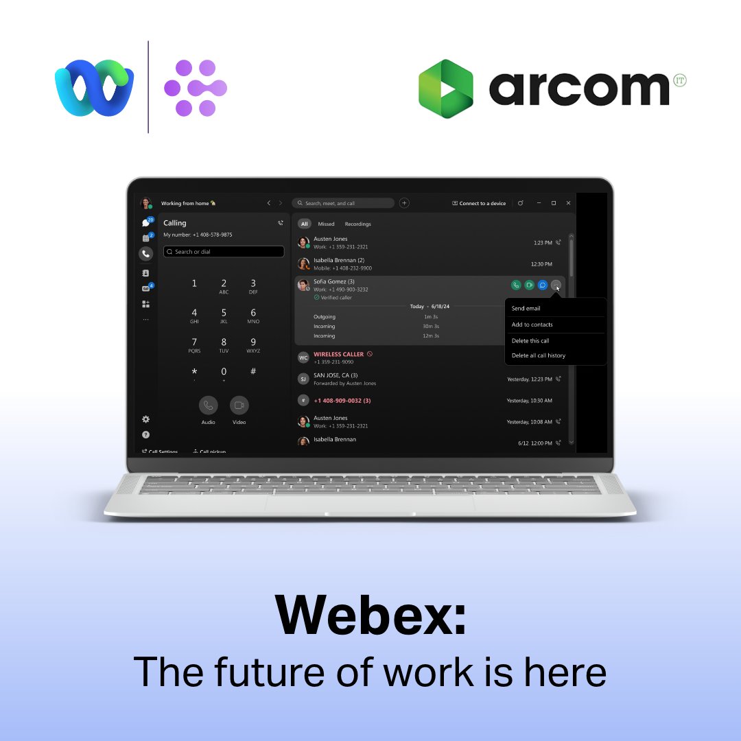 ArcomIT's tweet image. Too many businesses settle for tools that don’t keep up.

The future of work is here With Webex, powered by Cisco!

✔ Simplified communications that bring clarity and speed
✔ Adaptability for every stage of your business

Get started today: arcomit.co.uk/contact