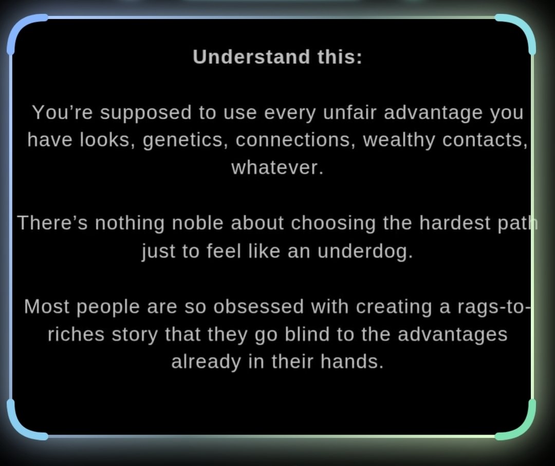 0x_Creed's tweet image. Most people are SO obsessed with creating a rags-to-riches story that they go blind to the advantages
already in their hands....

Don&apos;t Reinvent the Wheel, Use it.