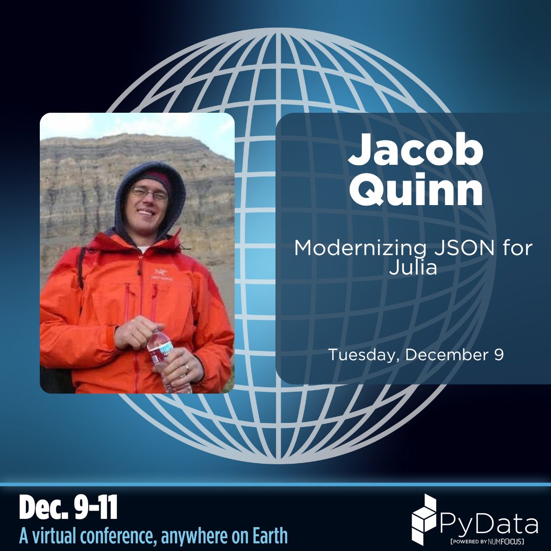 PyData's tweet image. Learn about the historical context that led to the development of the JSON.jl 1.0 release and how the package leverages clean internal interfaces with Jacob Quinn at PyData Global 2025, Dec. 9-11, from anywhere on earth! hubs.la/Q03VF3H90