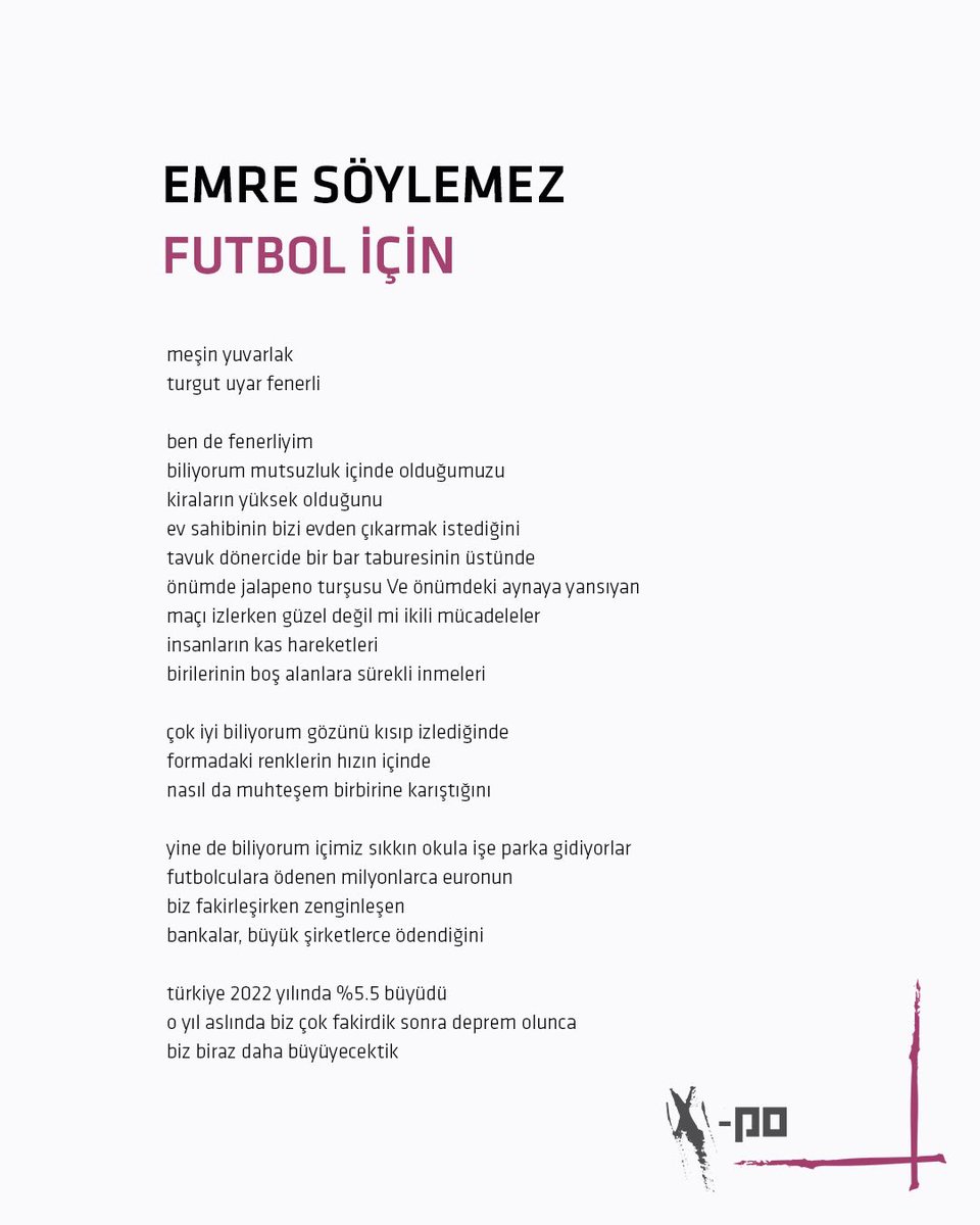 [Emre Söylemez - Futbol İçin] 
#Xpoetry #Xpoetries #BuzdokuzXPo
