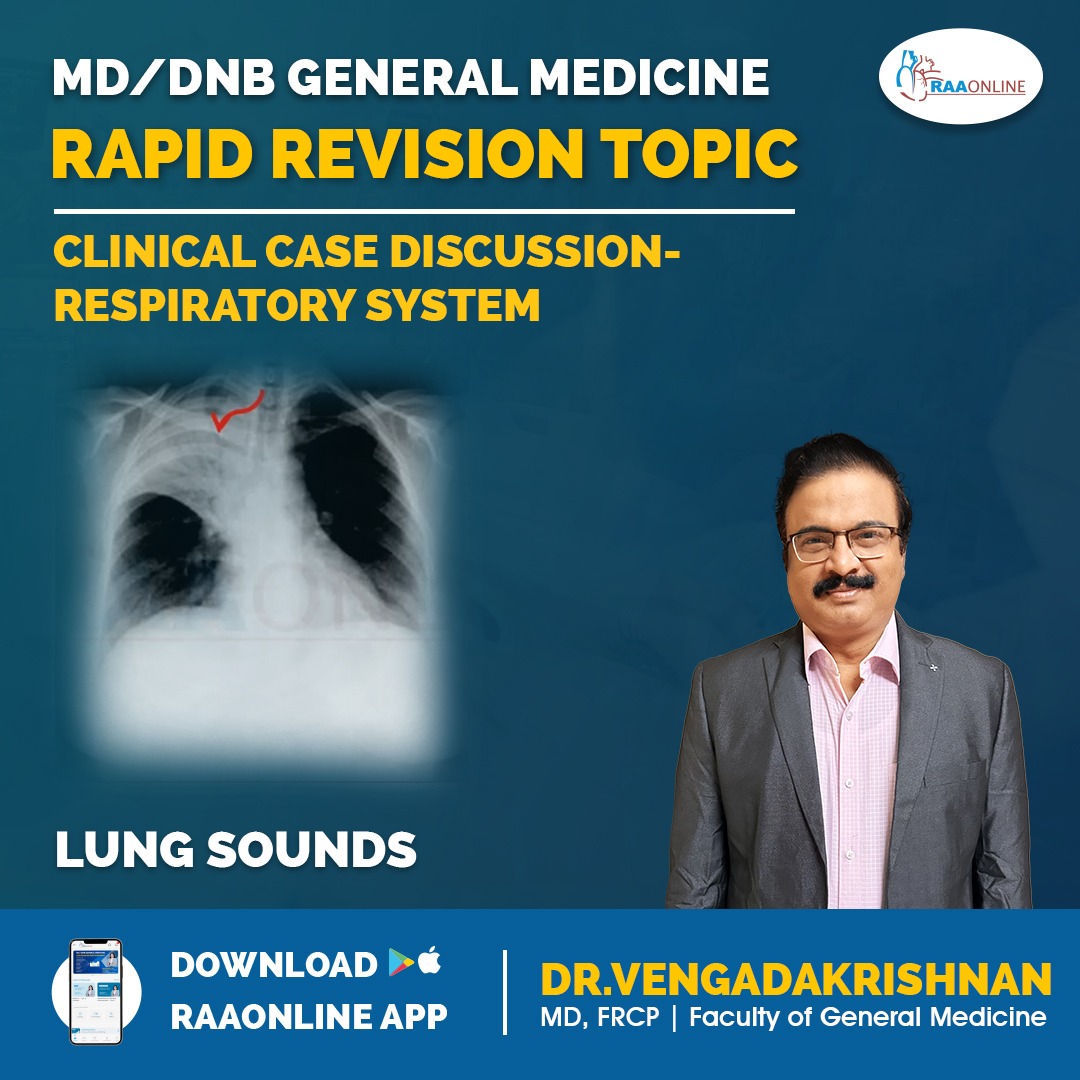 Raaonline's tweet image. Rapid Revision Topics in MD/DNB General Medicine - Lung Sounds by Dr. Vengadakrishnan on the RAAONLINE App.
Android: play.google.com/store/apps/det…
IOS: apps.apple.com/in/app/raaonli…
Contact: +91-9994994266
#raaonline #freelecture #rapidrevision #lungsounds #medicianaexamlectures