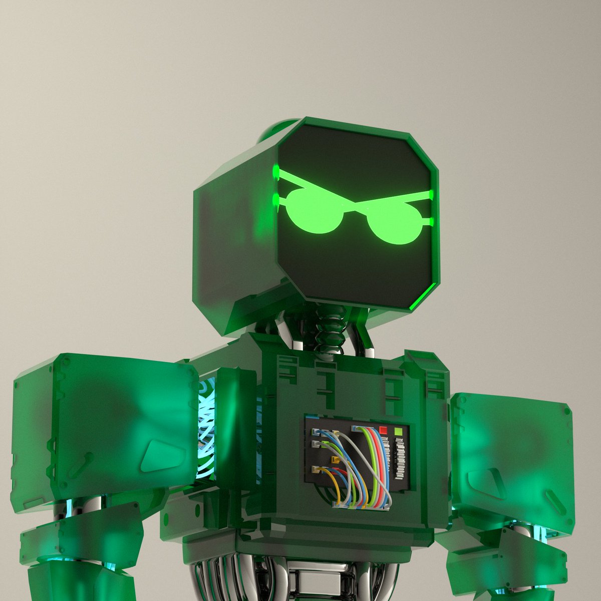 _smkotaro's tweet image. The Enforcer Machin redesign introduces Cores, concentrated life-sparks housed behind the screen that power the robot’s consciousness.

This system replaces the old white display, with each color carrying its own vibes. Besides that, what else do you notice about this Enforcer?