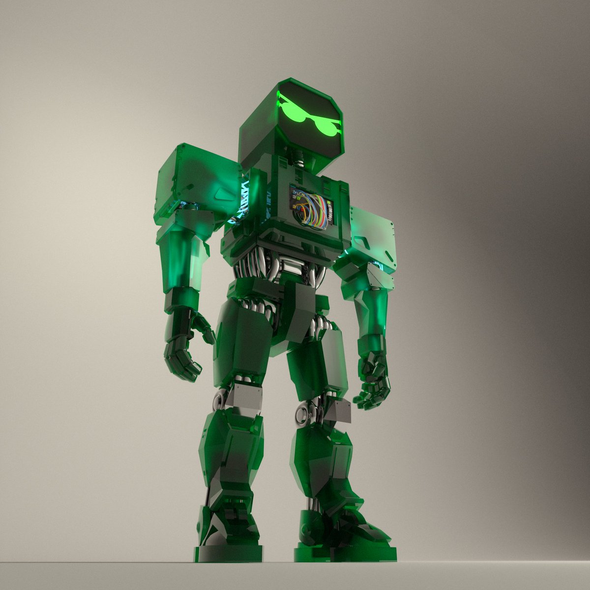 _smkotaro's tweet image. The Enforcer Machin redesign introduces Cores, concentrated life-sparks housed behind the screen that power the robot’s consciousness.

This system replaces the old white display, with each color carrying its own vibes. Besides that, what else do you notice about this Enforcer?