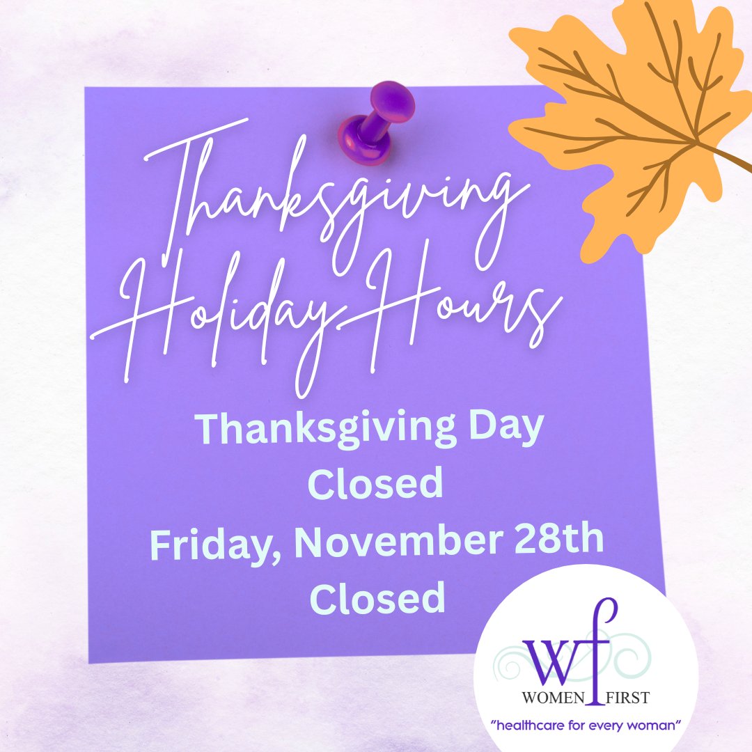 WomenFirstLA's tweet image. We’re so thankful for our patients and community this season! 🍂 Please note our Thanksgiving holiday hours: 🦃 Closed Thursday, November 27th and Friday, November 28th.
📲 337-256-5317 🌐 bit.ly/4fr2mTV 📍Clinics in Broussard and New Iberia.