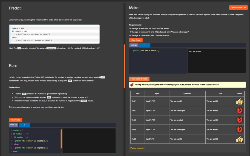 csuk_teacher's tweet image. Boost your classroom with our GCSE Python Course! 27 interactive lessons with PRIMM structure and self-marking challenges to engage and inspire students. Perfect for UK computer science teachers! 🚀
coder.csuk.io
#GCSEComputerScience #caschat #learning